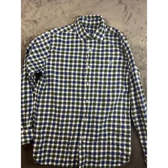 Fish Hippie Long Sleeve Cotton Fishing Hiking Flannel Plaid Shirt Men’s Size M - Picture 1 of 6